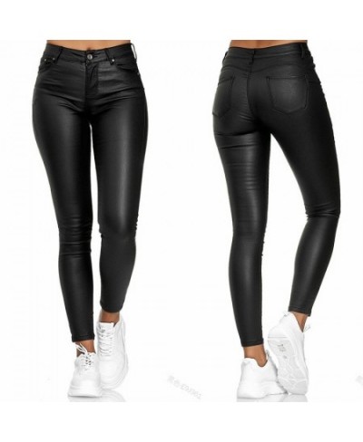 Women PU Leather Pants Black Sexy Stretch Bodycon Trousers Women High Waist Long Casual Pencil Pants Plus Size S-3XL $36.14 -...