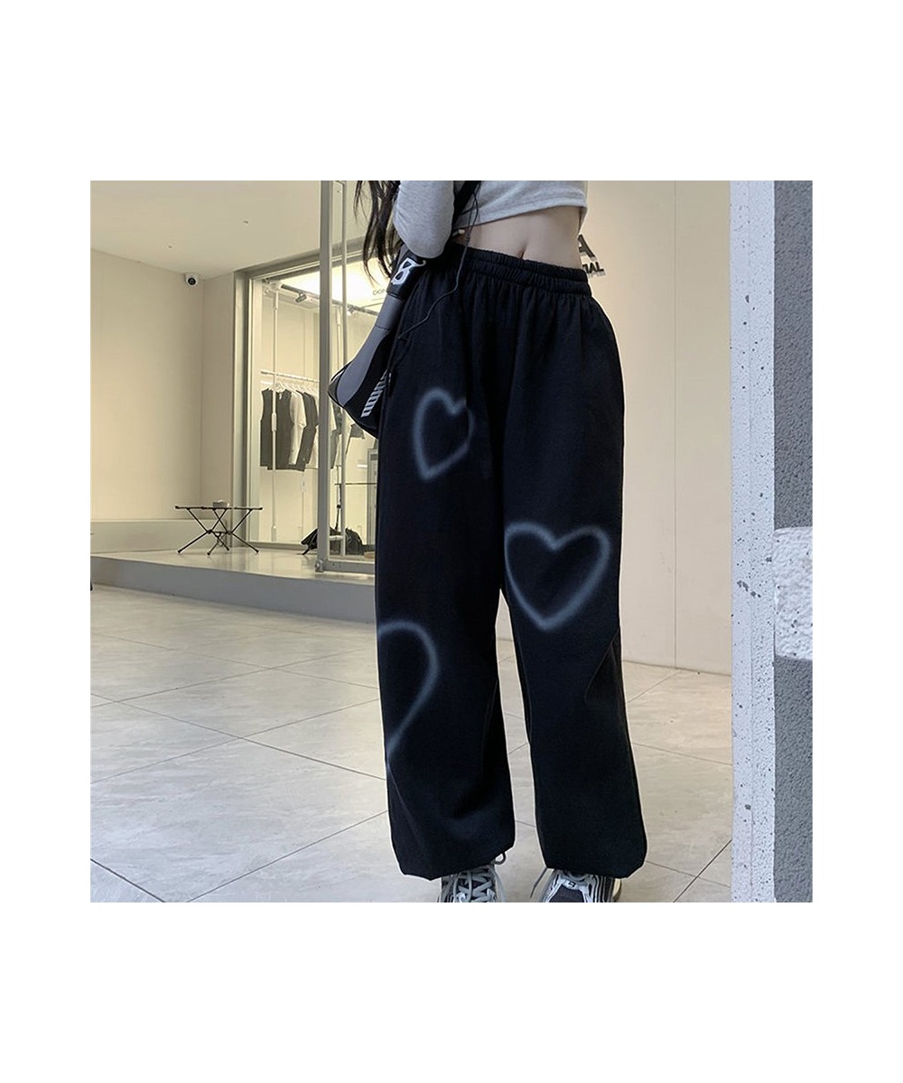 Hip Hop Heart Print Sweatpants Women Korean Streetwear Fashion High Waist Casual Trousers Spring Harajuku Loose Pants New $25...