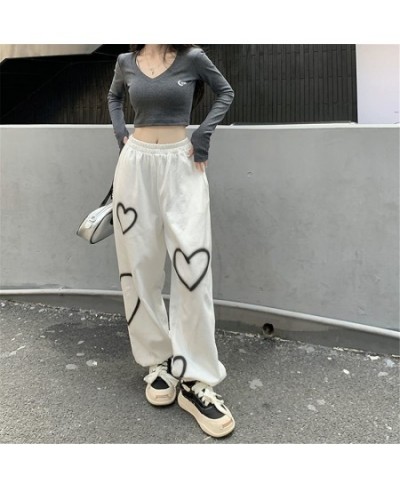 Hip Hop Heart Print Sweatpants Women Korean Streetwear Fashion High Waist Casual Trousers Spring Harajuku Loose Pants New $25...