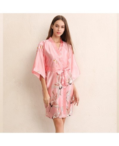 2023 Summer Plus Size Robes Nightgown Sexy Pajamas Spring Cardigan Ladies Kimono Satin Silk Pajamas $44.53 - Sleepwears