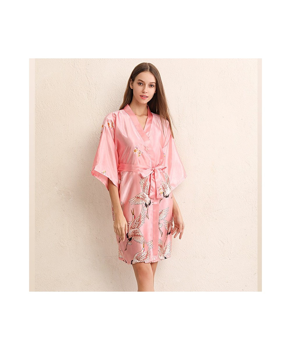 2023 Summer Plus Size Robes Nightgown Sexy Pajamas Spring Cardigan Ladies Kimono Satin Silk Pajamas $44.53 - Sleepwears