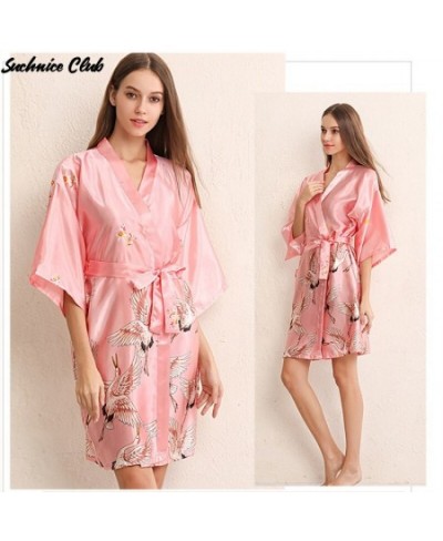 2023 Summer Plus Size Robes Nightgown Sexy Pajamas Spring Cardigan Ladies Kimono Satin Silk Pajamas $44.53 - Sleepwears