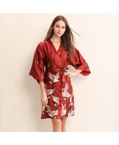 2023 Summer Plus Size Robes Nightgown Sexy Pajamas Spring Cardigan Ladies Kimono Satin Silk Pajamas $44.53 - Sleepwears