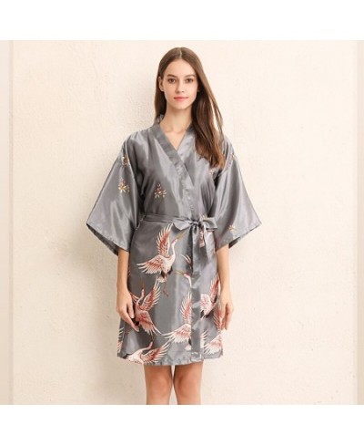 2023 Summer Plus Size Robes Nightgown Sexy Pajamas Spring Cardigan Ladies Kimono Satin Silk Pajamas $44.53 - Sleepwears