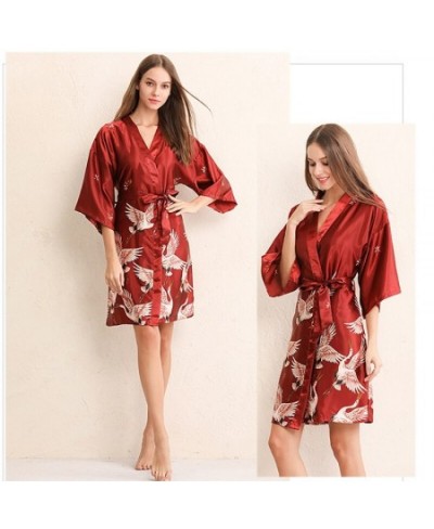 2023 Summer Plus Size Robes Nightgown Sexy Pajamas Spring Cardigan Ladies Kimono Satin Silk Pajamas $44.53 - Sleepwears