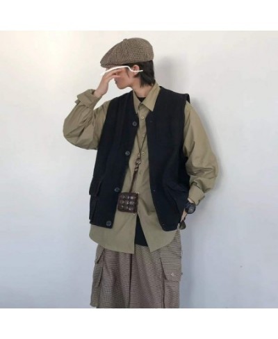 Vests Woman Solid Button Pockets All-match Streetwear Japanese Style Harajuku Loose Design Simple Fashion Casual New Spring I...