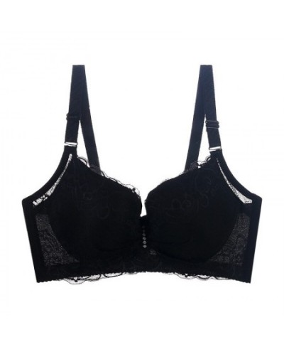 Plus size bra adjustable push up side gathering furu lace mm shaping C large cup D Large E cup underwear DeepV Lace Bra $25.3...