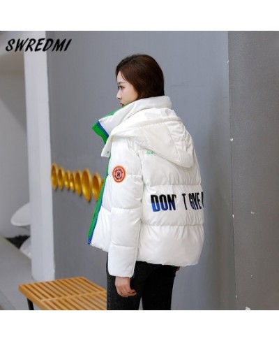 Waterproof Short Jackets Women 2022 New Slim Fashion Drawstring Coat Hooded Thicken Warm Letter Parkas Snow Wear SWREDMI $68....