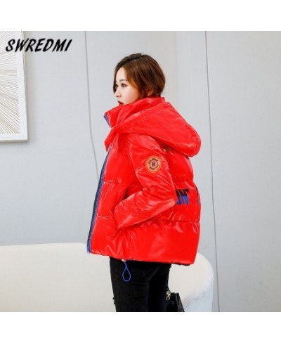 Waterproof Short Jackets Women 2022 New Slim Fashion Drawstring Coat Hooded Thicken Warm Letter Parkas Snow Wear SWREDMI $68....