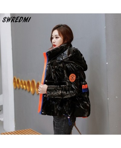 Waterproof Short Jackets Women 2022 New Slim Fashion Drawstring Coat Hooded Thicken Warm Letter Parkas Snow Wear SWREDMI $68....