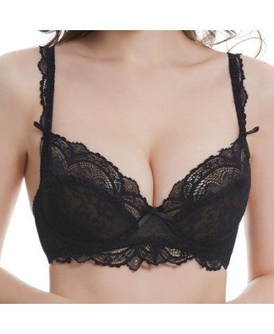 Women Lace Bras Ultra-Thin Perspective Bralette Deep V Sexy Lingerie BH Tops Plus Size ABCDE Cup Underwear $20.88 - Underwear