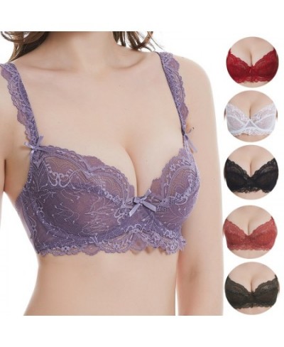 Women Lace Bras Ultra-Thin Perspective Bralette Deep V Sexy Lingerie BH Tops Plus Size ABCDE Cup Underwear $20.88 - Underwear