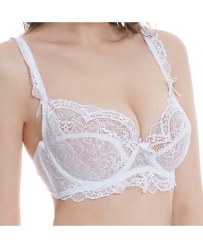 Women Lace Bras Ultra-Thin Perspective Bralette Deep V Sexy Lingerie BH Tops Plus Size ABCDE Cup Underwear $20.88 - Underwear