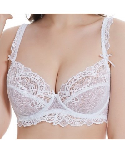 Women Lace Bras Ultra-Thin Perspective Bralette Deep V Sexy Lingerie BH Tops Plus Size ABCDE Cup Underwear $20.88 - Underwear