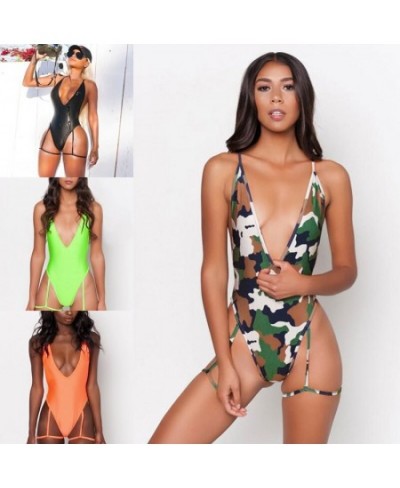 1 Pc Sexy Deep V Neck Swimsuit Removable Chest Pad Biquini Solid Backless Beachwear Swimwear Bathing Swimming $20.97 - Swimsuit