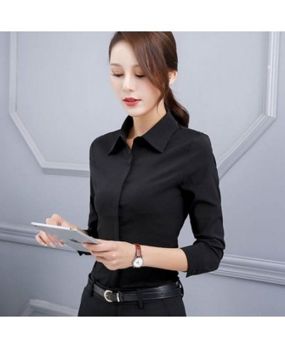 Spring and Autumn New Thin Black White Shirt Women's Long Sleeve Korean Professional Shirt Work Blouse 5XL Top $29.45 - Tops ...