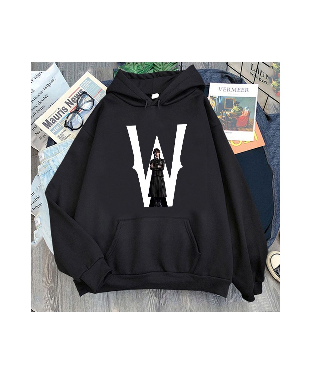 2022 Unisex Autumn Winter Fashion Wednesday Hoodies Pullovers Hoodies W Letter Print Sweatshirt Streetwear Tops goth Long $37...