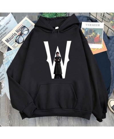 2022 Unisex Autumn Winter Fashion Wednesday Hoodies Pullovers Hoodies W Letter Print Sweatshirt Streetwear Tops goth Long $37...