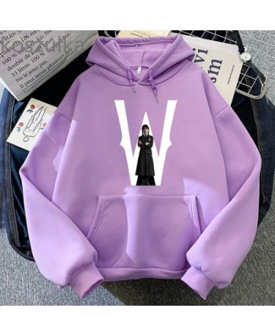 2022 Unisex Autumn Winter Fashion Wednesday Hoodies Pullovers Hoodies W Letter Print Sweatshirt Streetwear Tops goth Long $37...