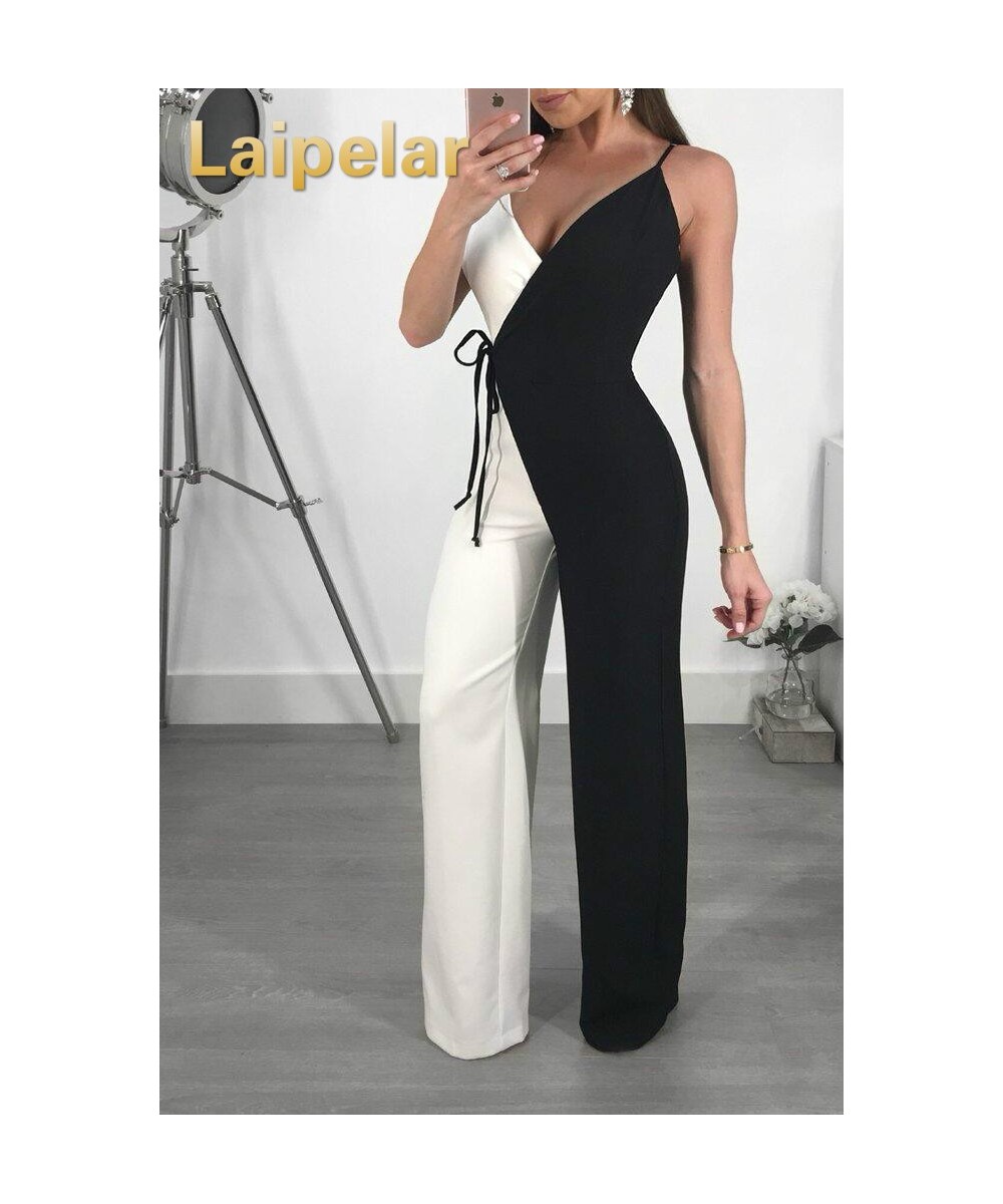 Women Summer Jumpsuit Cross Coloblock Bandage Rompers 2023 New Patchwork Strap Casual Elegant Jumpsuit Playsuits $58.01 - Jum...