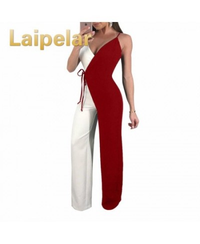 Women Summer Jumpsuit Cross Coloblock Bandage Rompers 2023 New Patchwork Strap Casual Elegant Jumpsuit Playsuits $58.01 - Jum...