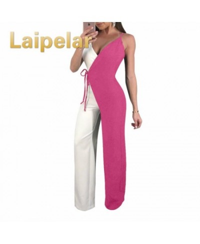 Women Summer Jumpsuit Cross Coloblock Bandage Rompers 2023 New Patchwork Strap Casual Elegant Jumpsuit Playsuits $58.01 - Jum...