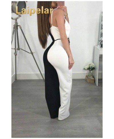 Women Summer Jumpsuit Cross Coloblock Bandage Rompers 2023 New Patchwork Strap Casual Elegant Jumpsuit Playsuits $58.01 - Jum...