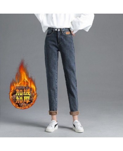 Winter Plus Velvet Warm Women's Jeans Fashion Double Button Baggy Casual Harem Pants Office Lady High Waist Denim Pants Femal...