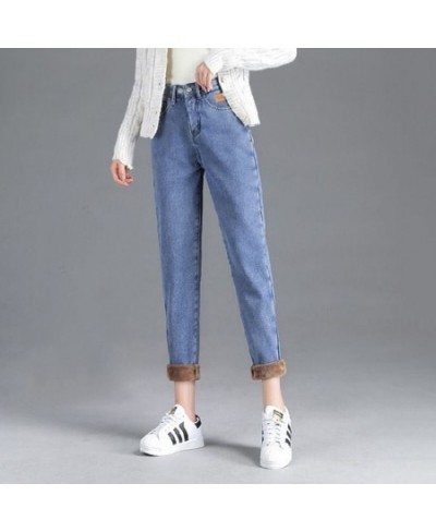 Winter Plus Velvet Warm Women's Jeans Fashion Double Button Baggy Casual Harem Pants Office Lady High Waist Denim Pants Femal...