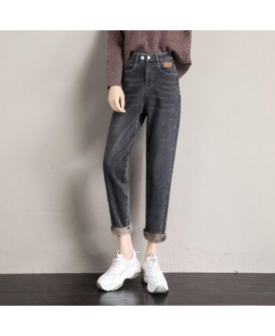 Winter Plus Velvet Warm Women's Jeans Fashion Double Button Baggy Casual Harem Pants Office Lady High Waist Denim Pants Femal...