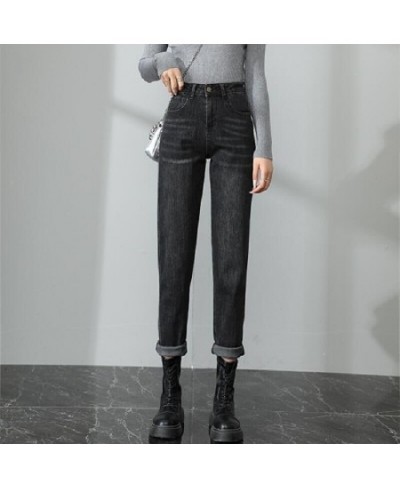 Winter Plus Velvet Warm Women's Jeans Fashion Double Button Baggy Casual Harem Pants Office Lady High Waist Denim Pants Femal...