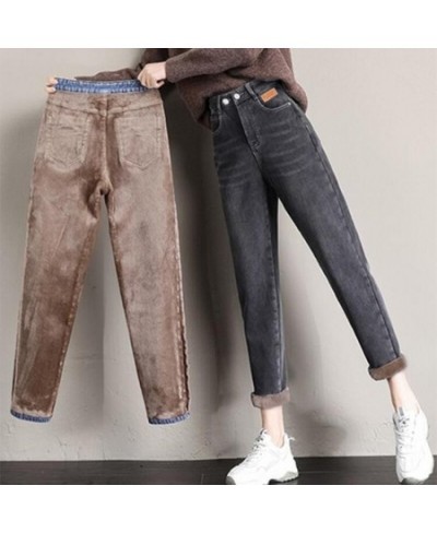 Winter Plus Velvet Warm Women's Jeans Fashion Double Button Baggy Casual Harem Pants Office Lady High Waist Denim Pants Femal...