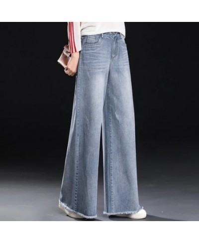 Casual Bleached Wide Leg Jeans Women High Waist Oversize 34 Baggy Denim Trousers Korean Fashion Tassels Loose Straight Vaquer...