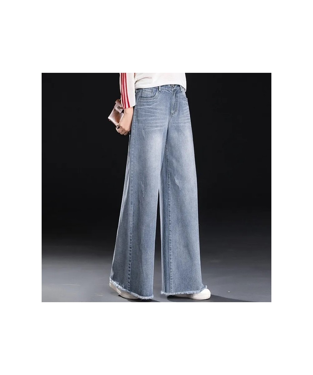 Casual Bleached Wide Leg Jeans Women High Waist Oversize 34 Baggy Denim Trousers Korean Fashion Tassels Loose Straight Vaquer...