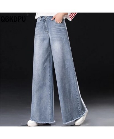 Casual Bleached Wide Leg Jeans Women High Waist Oversize 34 Baggy Denim Trousers Korean Fashion Tassels Loose Straight Vaquer...