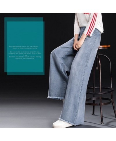 Casual Bleached Wide Leg Jeans Women High Waist Oversize 34 Baggy Denim Trousers Korean Fashion Tassels Loose Straight Vaquer...