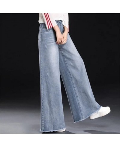 Casual Bleached Wide Leg Jeans Women High Waist Oversize 34 Baggy Denim Trousers Korean Fashion Tassels Loose Straight Vaquer...