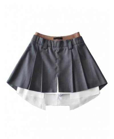 Women A Line Mini Pleated Skirt Patchwork High Waist Split Back Zipper Sexy Streetwear Spring Summer Bottom $63.25 - Skirts