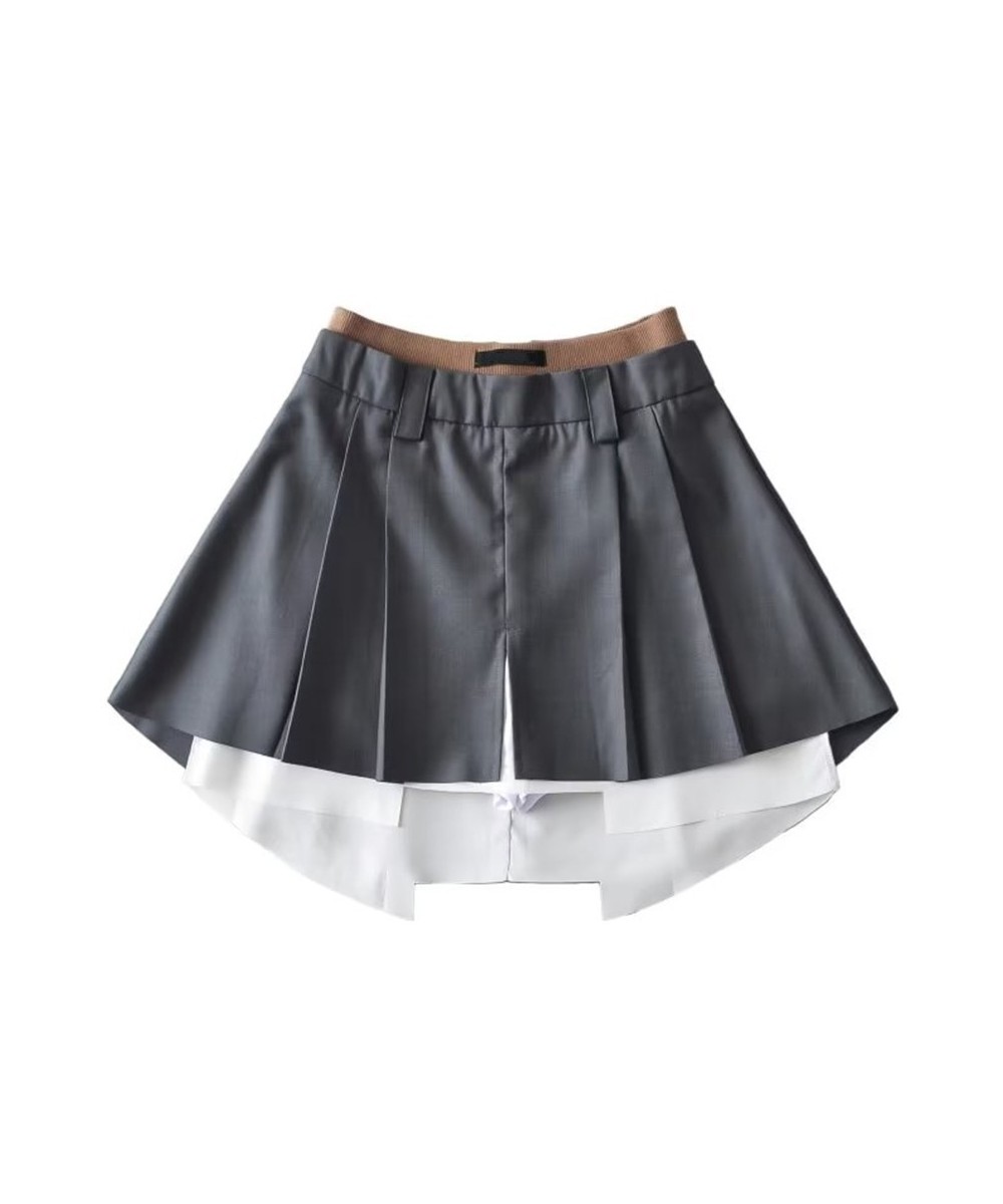 Women A Line Mini Pleated Skirt Patchwork High Waist Split Back Zipper Sexy Streetwear Spring Summer Bottom $63.25 - Skirts