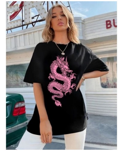 Women's t-shirts cotton korean Top aesthetic oversized kpop harajuku Gothic Short sleeve casual black print clothes $18.90 - ...