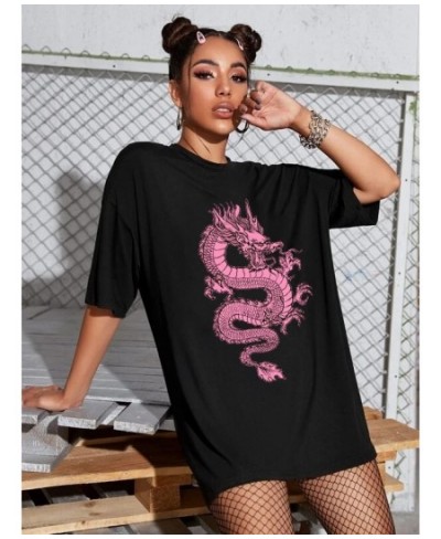 Women's t-shirts cotton korean Top aesthetic oversized kpop harajuku Gothic Short sleeve casual black print clothes $18.90 - ...