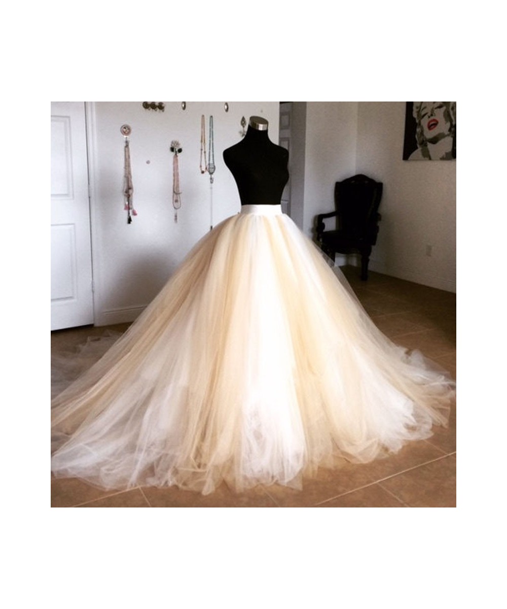 Puffy Tulle Ball Gowns Beige Floor Length Tutu Skirt For Bridal Underskirt Custom Made Long Tulle Skirt Zipper Custom Made $1...