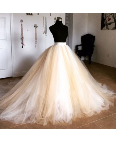 Puffy Tulle Ball Gowns Beige Floor Length Tutu Skirt For Bridal Underskirt Custom Made Long Tulle Skirt Zipper Custom Made $1...