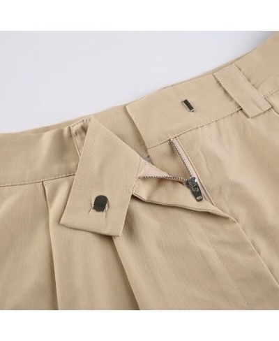 Grunge Pleated Skirt Khaki Low Waist Mini Skirt Y2K Vintage Cargo Skirt Patchwork Gothic Emo A-line Short Skirt $30.98 - Skirts