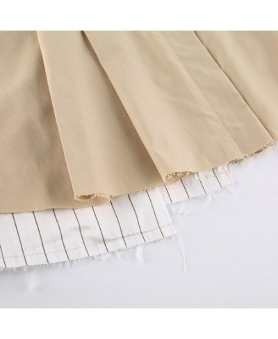 Grunge Pleated Skirt Khaki Low Waist Mini Skirt Y2K Vintage Cargo Skirt Patchwork Gothic Emo A-line Short Skirt $30.98 - Skirts