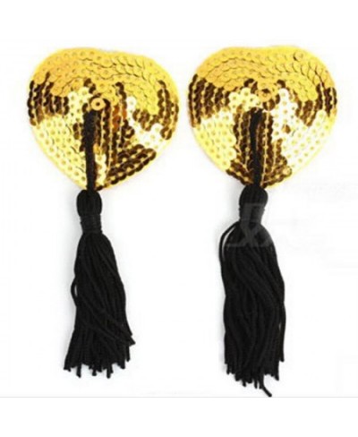 1pair Sexy Self Adhesive Lingerie Sequin Tassel Nipple Cover Breast Pasties Silicon Black Gold Red $9.55 - Underwear