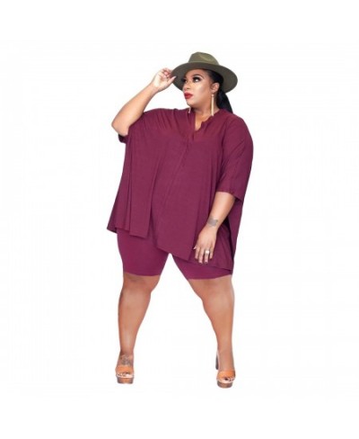 XL-5XL Summer 2023 Plus Size Women Clothing Two Piece Sets Outfits Short Sleeve Loose Matching Sets Short Suits $50.06 - Plus...