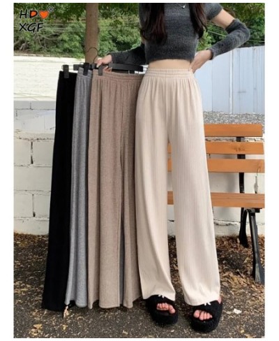 Casual Solid Color Pants Women Chic Pantalones Mujer Summer Chic Gentle Trousers Straight Knitted 4 Colors Ulzzang Office $22...