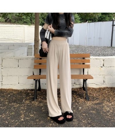 Casual Solid Color Pants Women Chic Pantalones Mujer Summer Chic Gentle Trousers Straight Knitted 4 Colors Ulzzang Office $22...