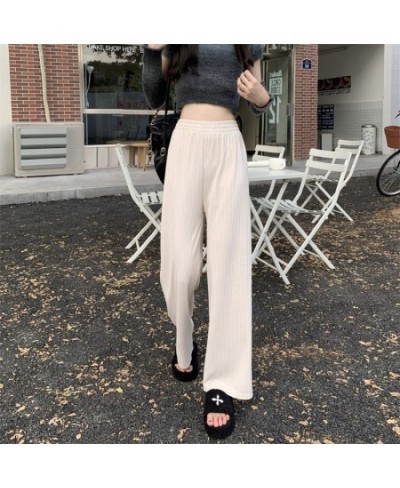 Casual Solid Color Pants Women Chic Pantalones Mujer Summer Chic Gentle Trousers Straight Knitted 4 Colors Ulzzang Office $22...